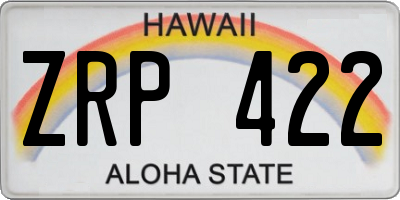 HI license plate ZRP422