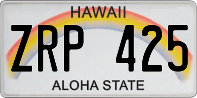 HI license plate ZRP425