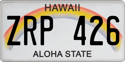 HI license plate ZRP426