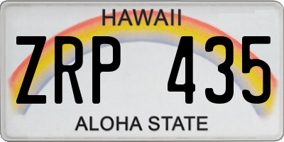HI license plate ZRP435