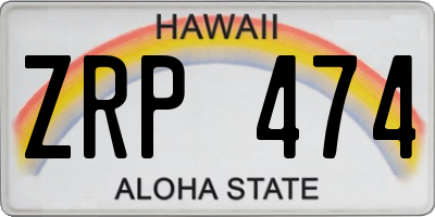 HI license plate ZRP474