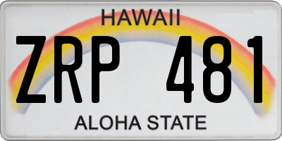HI license plate ZRP481