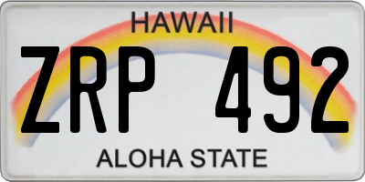 HI license plate ZRP492