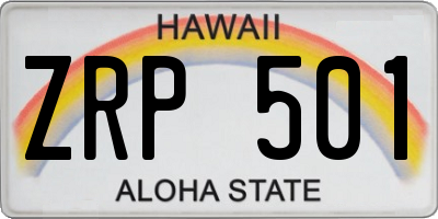 HI license plate ZRP501