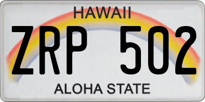 HI license plate ZRP502