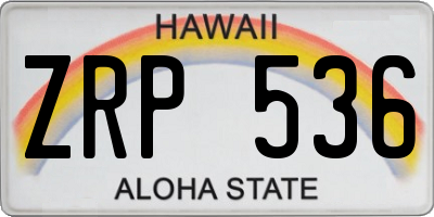HI license plate ZRP536