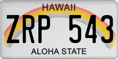 HI license plate ZRP543