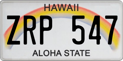 HI license plate ZRP547