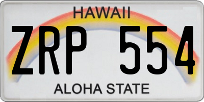 HI license plate ZRP554