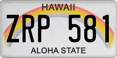 HI license plate ZRP581