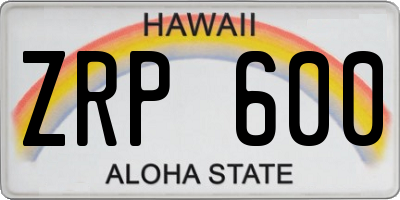 HI license plate ZRP600