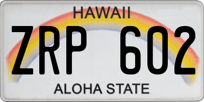 HI license plate ZRP602