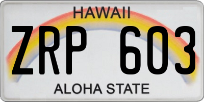HI license plate ZRP603