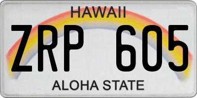HI license plate ZRP605