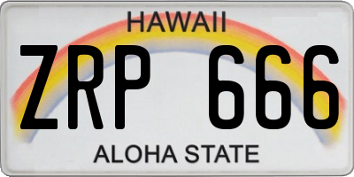 HI license plate ZRP666