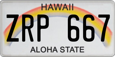 HI license plate ZRP667