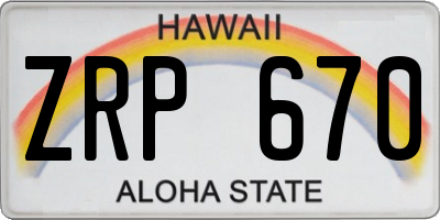 HI license plate ZRP670