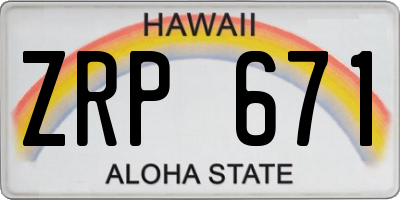 HI license plate ZRP671