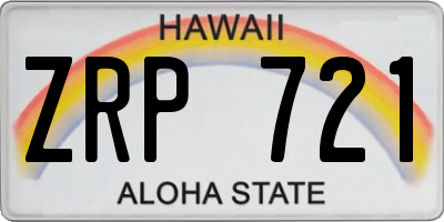 HI license plate ZRP721