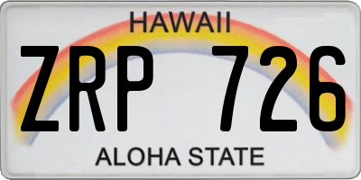HI license plate ZRP726