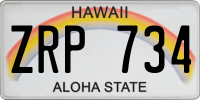 HI license plate ZRP734
