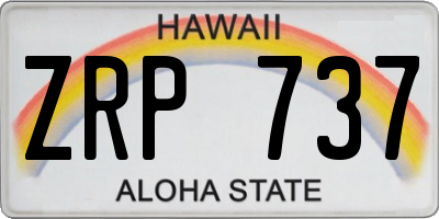 HI license plate ZRP737