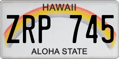 HI license plate ZRP745
