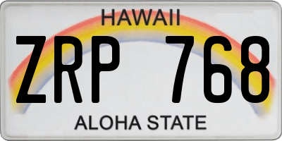 HI license plate ZRP768
