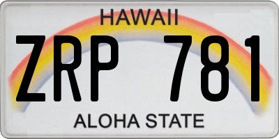 HI license plate ZRP781