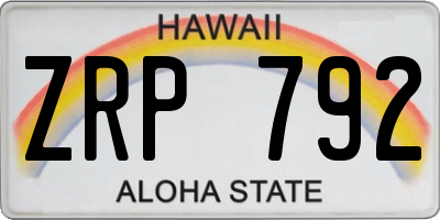 HI license plate ZRP792