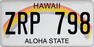 HI license plate ZRP798