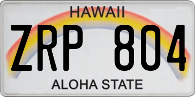 HI license plate ZRP804