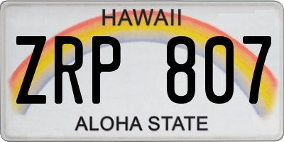 HI license plate ZRP807