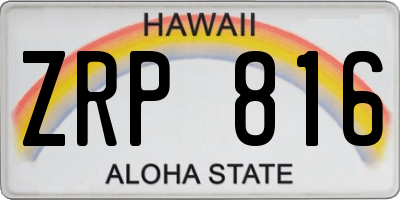 HI license plate ZRP816