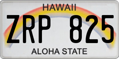 HI license plate ZRP825