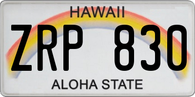 HI license plate ZRP830