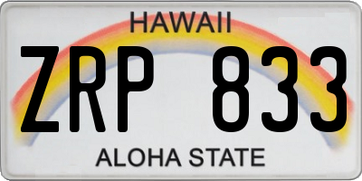 HI license plate ZRP833