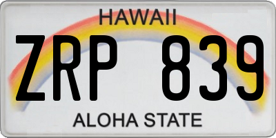 HI license plate ZRP839