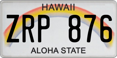 HI license plate ZRP876
