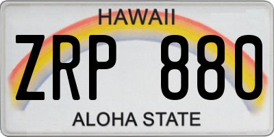 HI license plate ZRP880