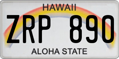 HI license plate ZRP890