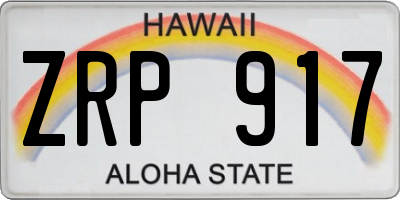HI license plate ZRP917