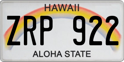 HI license plate ZRP922