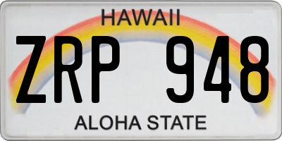 HI license plate ZRP948