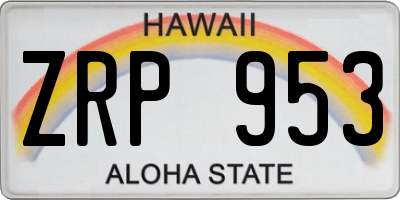 HI license plate ZRP953