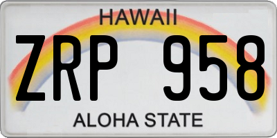 HI license plate ZRP958