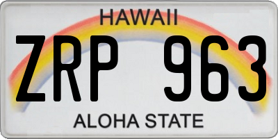 HI license plate ZRP963