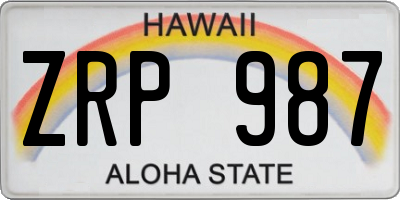 HI license plate ZRP987