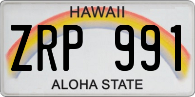 HI license plate ZRP991