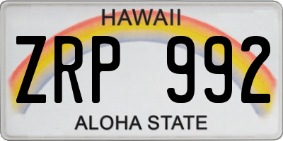 HI license plate ZRP992